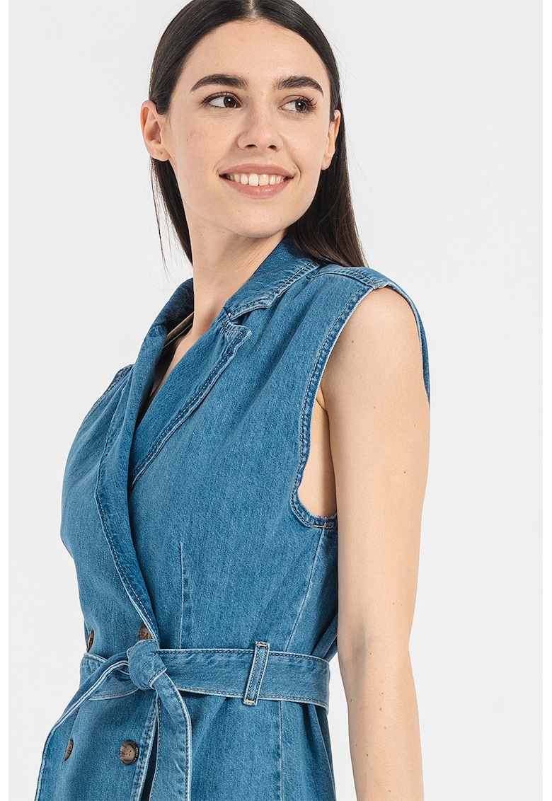 Rochie din denim cu doua randuri de nasturi carmen