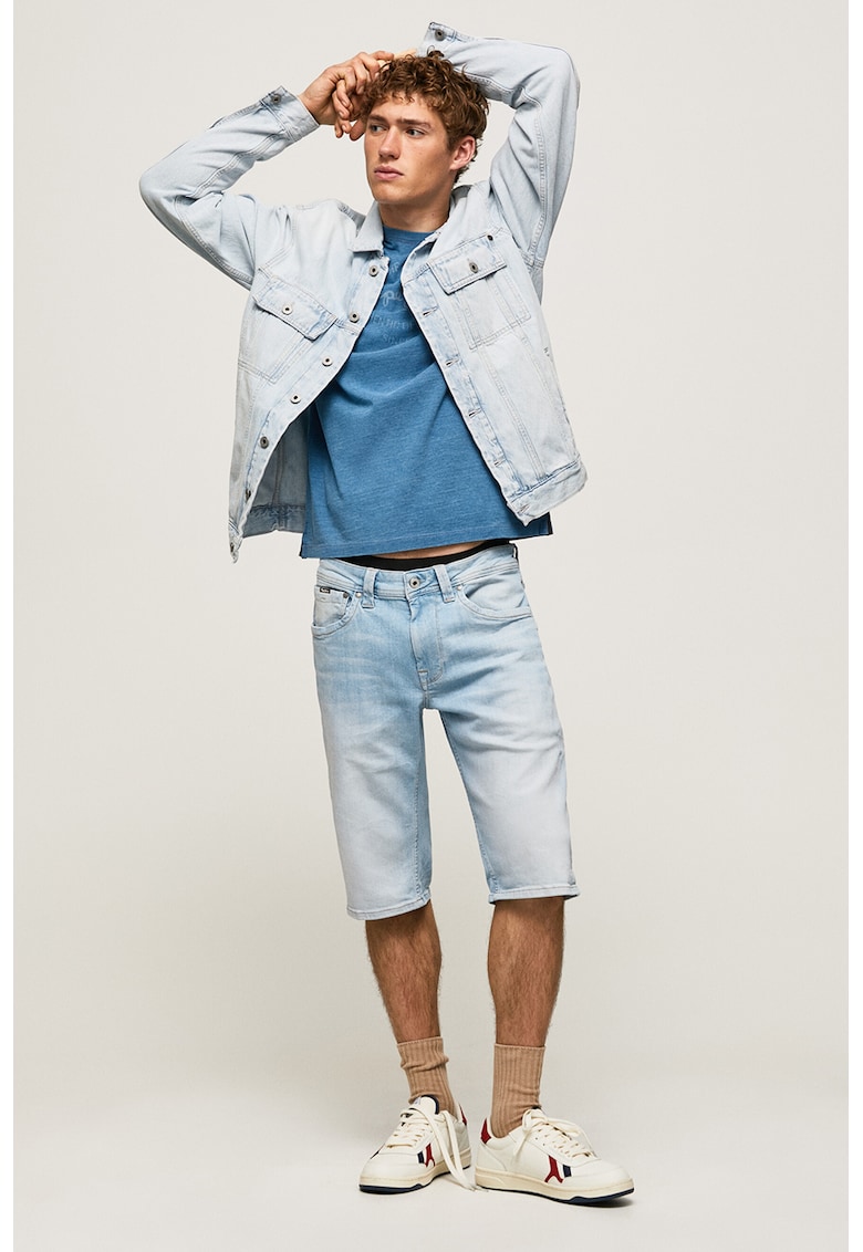 Pantaloni scurti de denim cu aspect decolorat