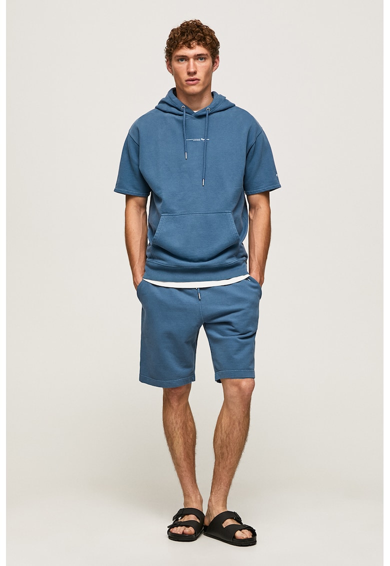 Pantaloni scurti sport cu snur - Albastru prafuit