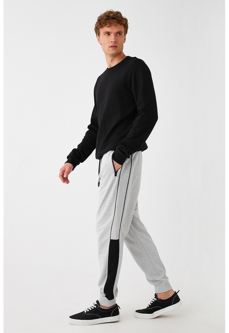 Pantaloni sport din amestec de bumbac cu snur de ajustare in talie