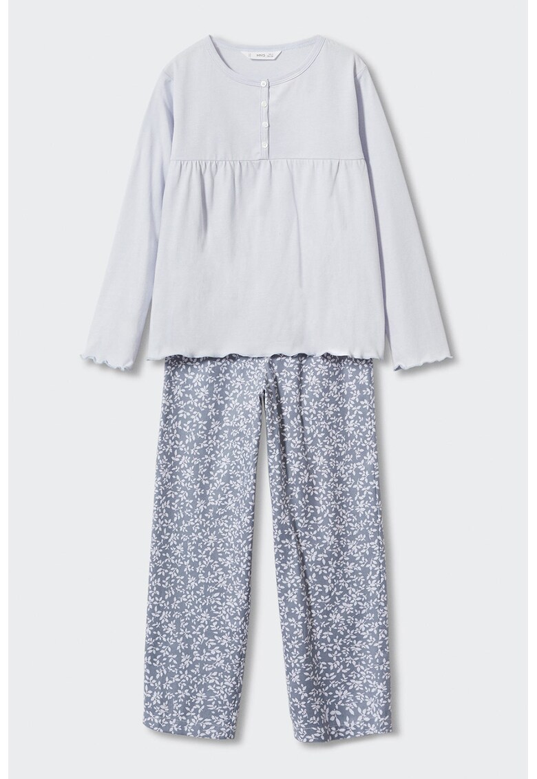 Pijama de bumbac cu pantaloni cu imprimeu floral Lia