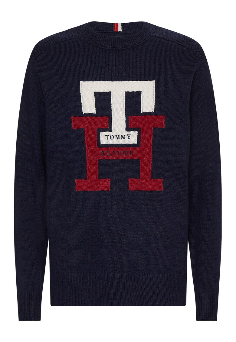 Tommy Hilfiger Пуловер с вълна и монограм за Мъже Tommy Hilfiger Пуловер с вълна и монограм за Мъже