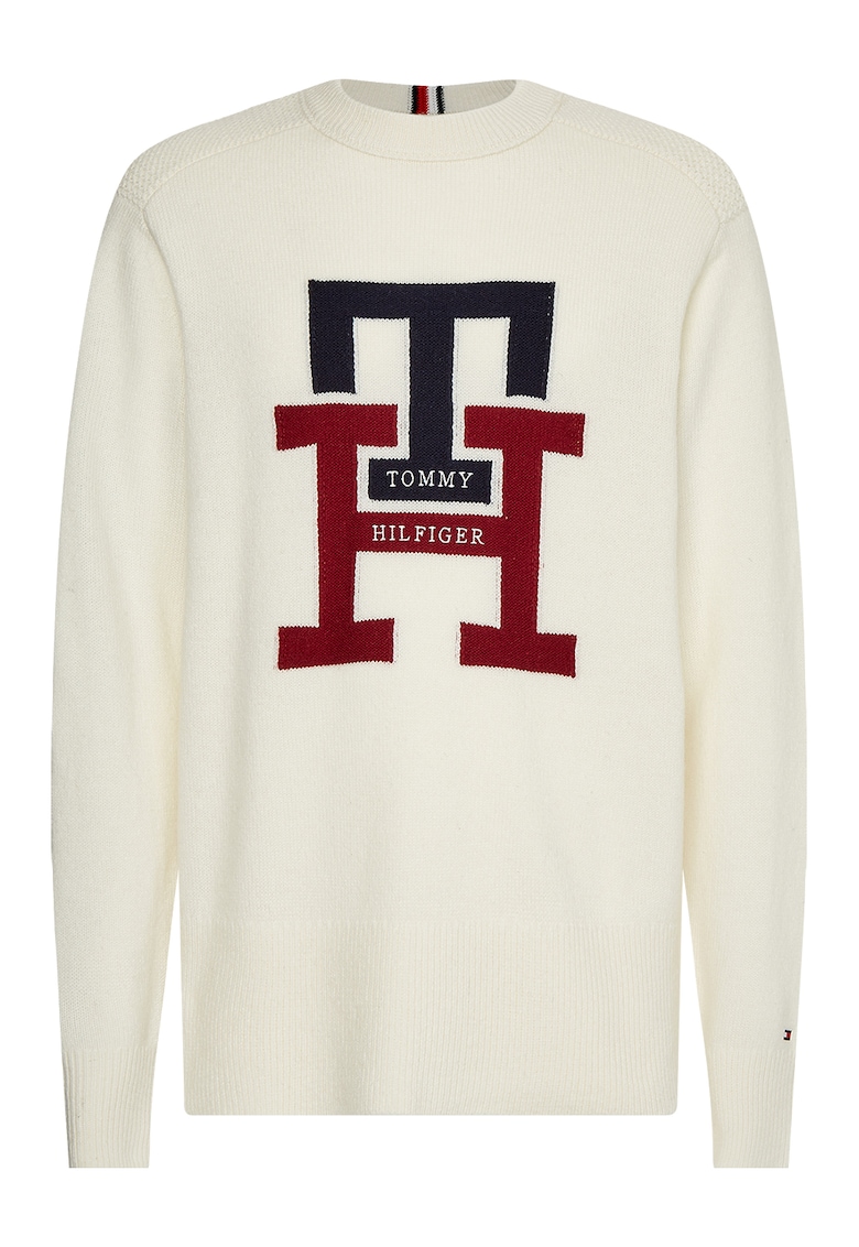 Tommy Hilfiger Пуловер с вълна и монограм за Мъже Tommy Hilfiger Пуловер с вълна и монограм за Мъже