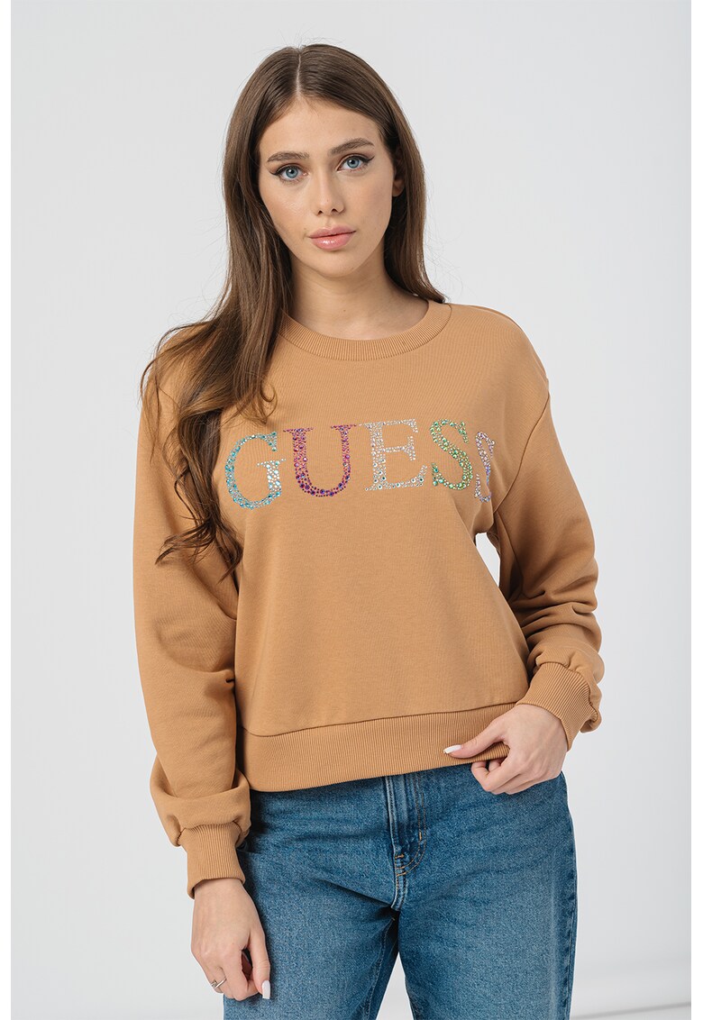 GUESS JEANS Суитшърт с лого от декоративни камъни за Жени GUESS JEANS Суитшърт с лого от декоративни камъни за Жени