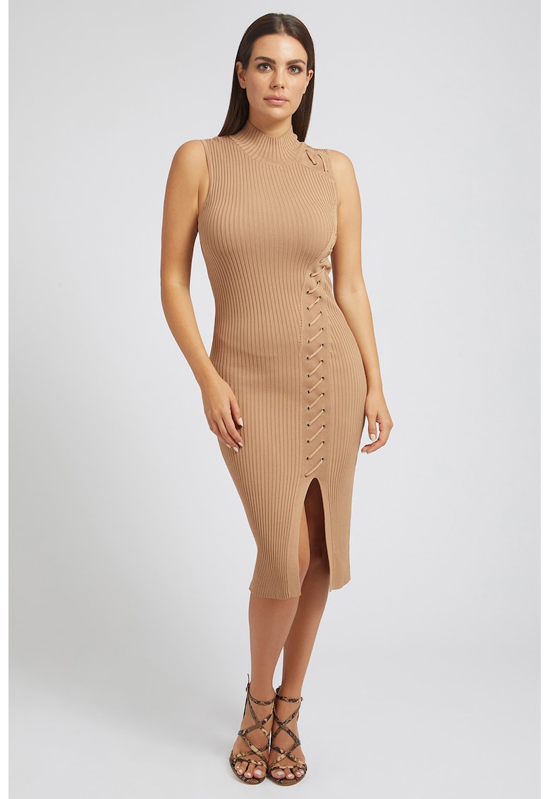 Rochie striata cu slit lateral