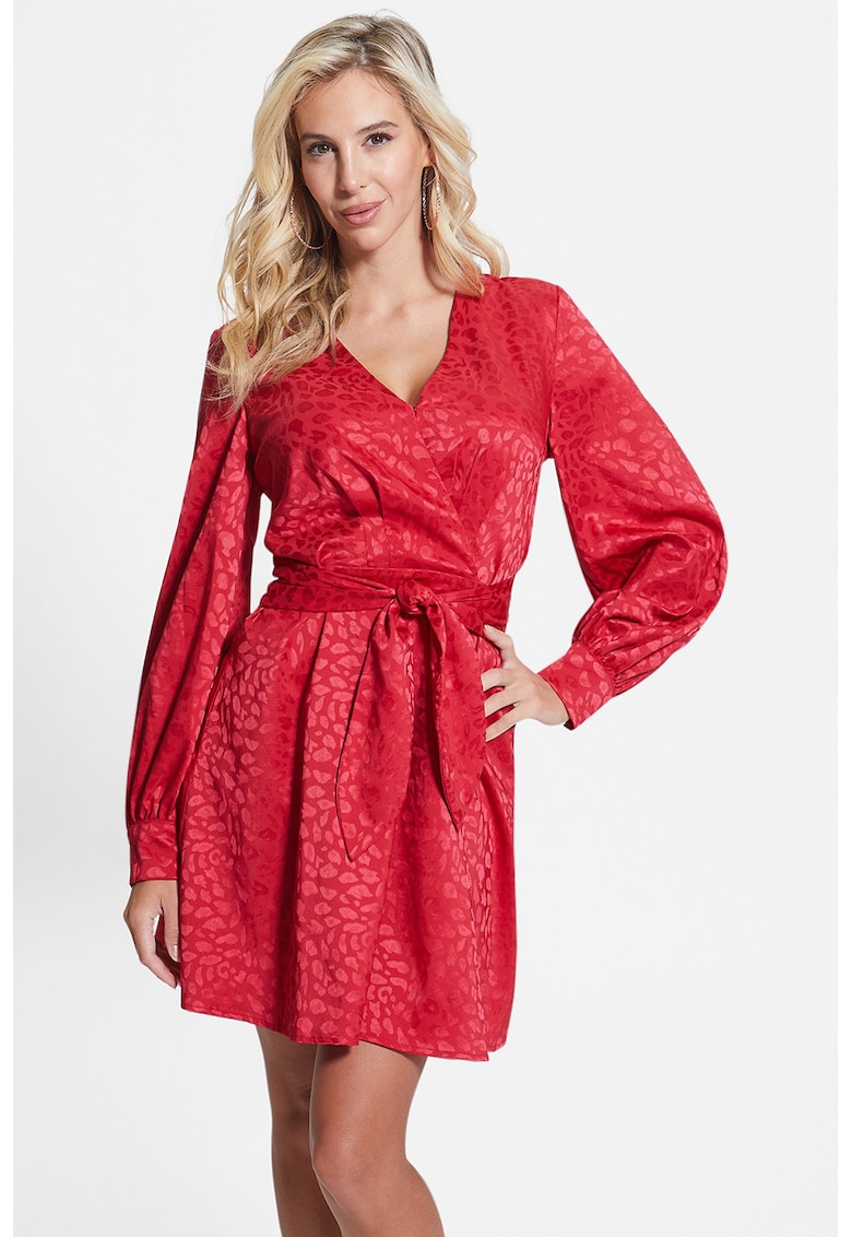 GUESS JEANS Рокля с животинска шарка и колан за Жени GUESS JEANS Рокля с животинска шарка и колан за Жени