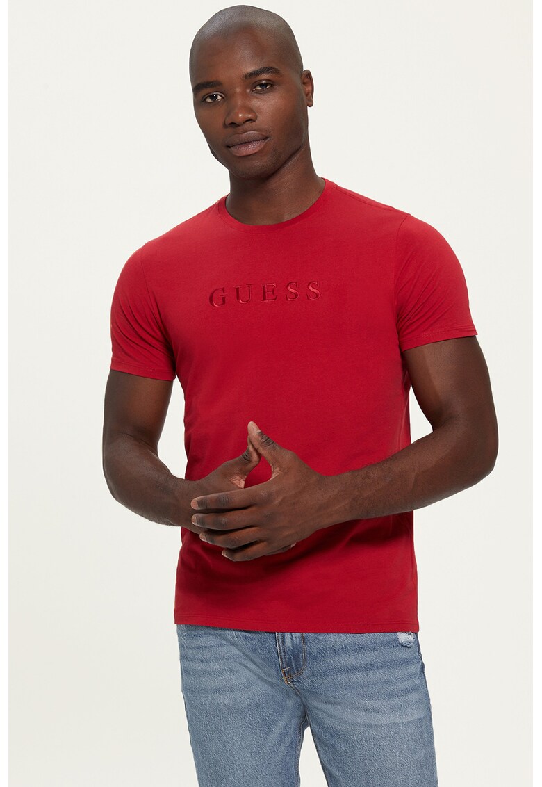 Tricou slim fit cu logo brodat
