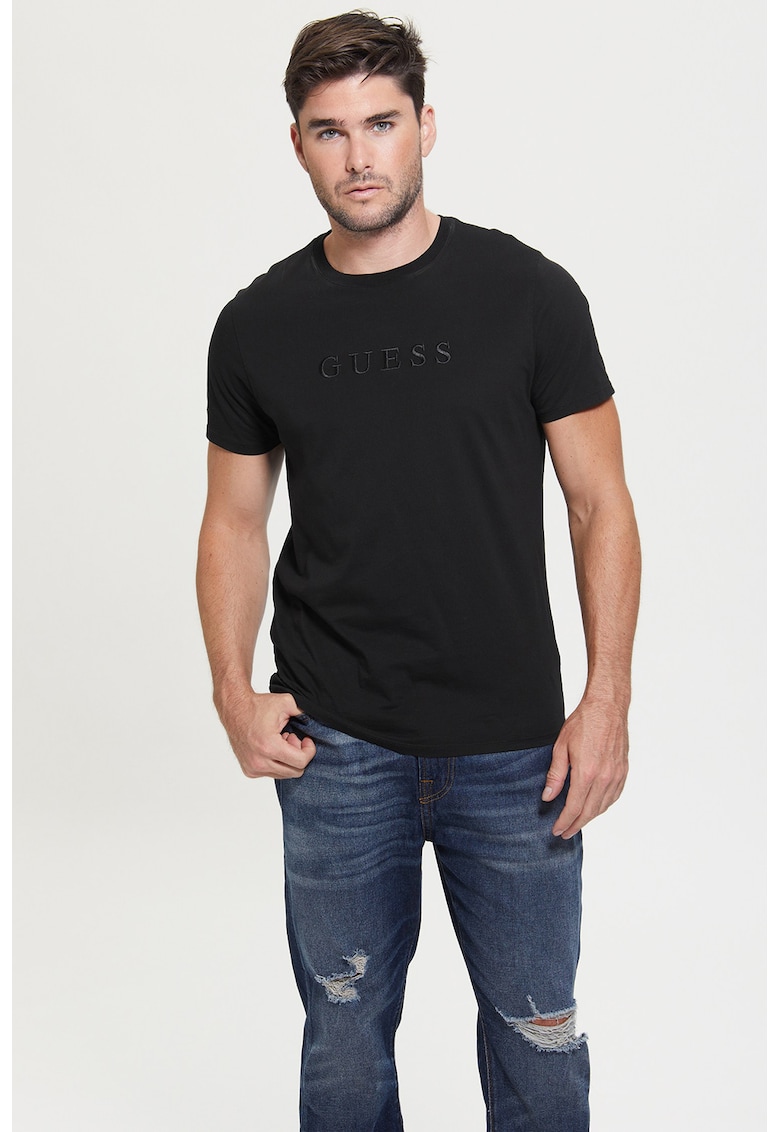 Tricou slim fit cu logo brodat