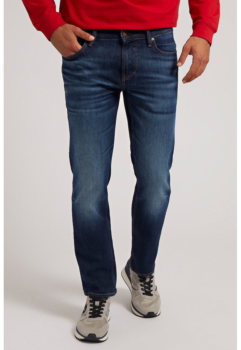 Blugi slim fit Angeles - Albastru inchis/Alb murdar