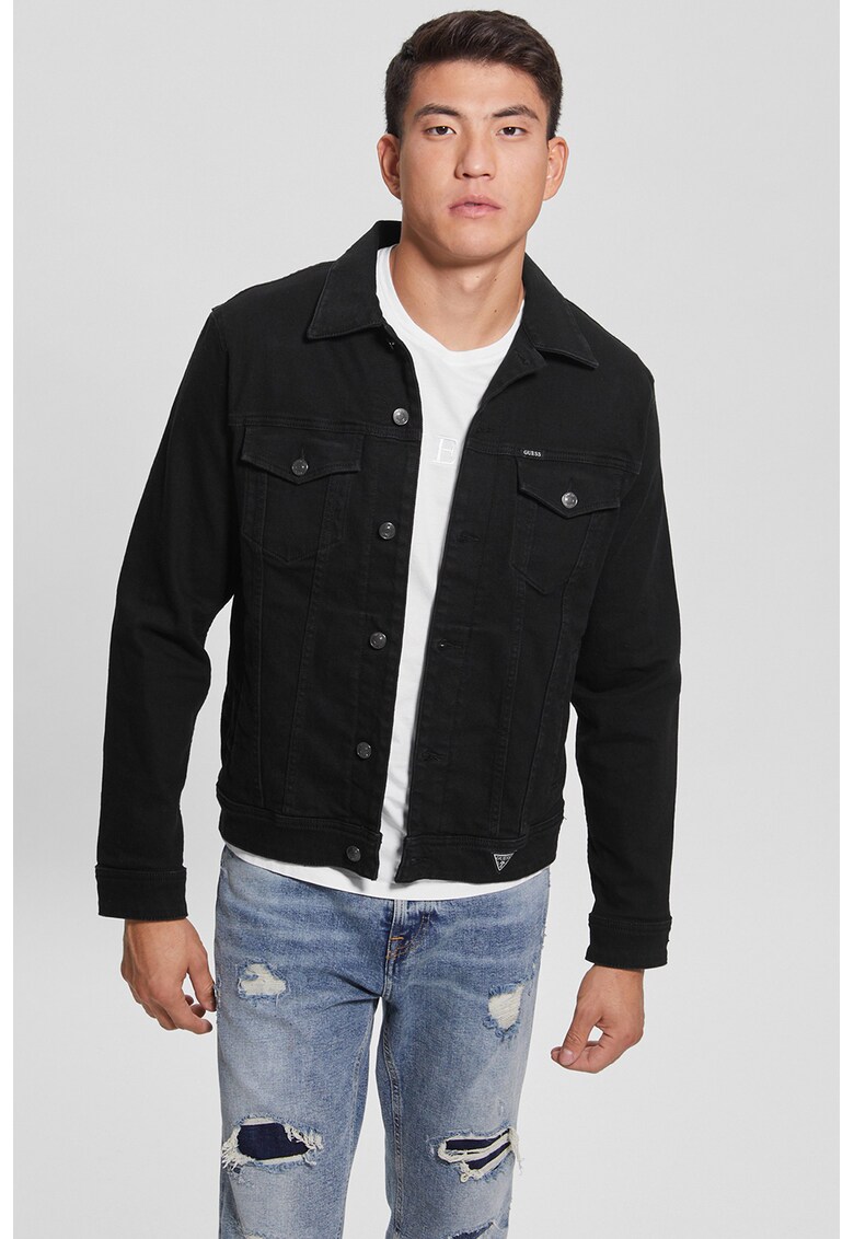 GUESS JEANS Дънково яке с джобове с капаче за Мъже GUESS JEANS Дънково яке с джобове с капаче за Мъже