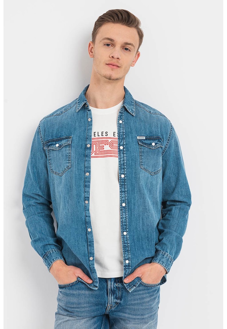 GUESS JEANS Дънкова риза с джобове на гърдите за Мъже GUESS JEANS Дънкова риза с джобове на гърдите за Мъже