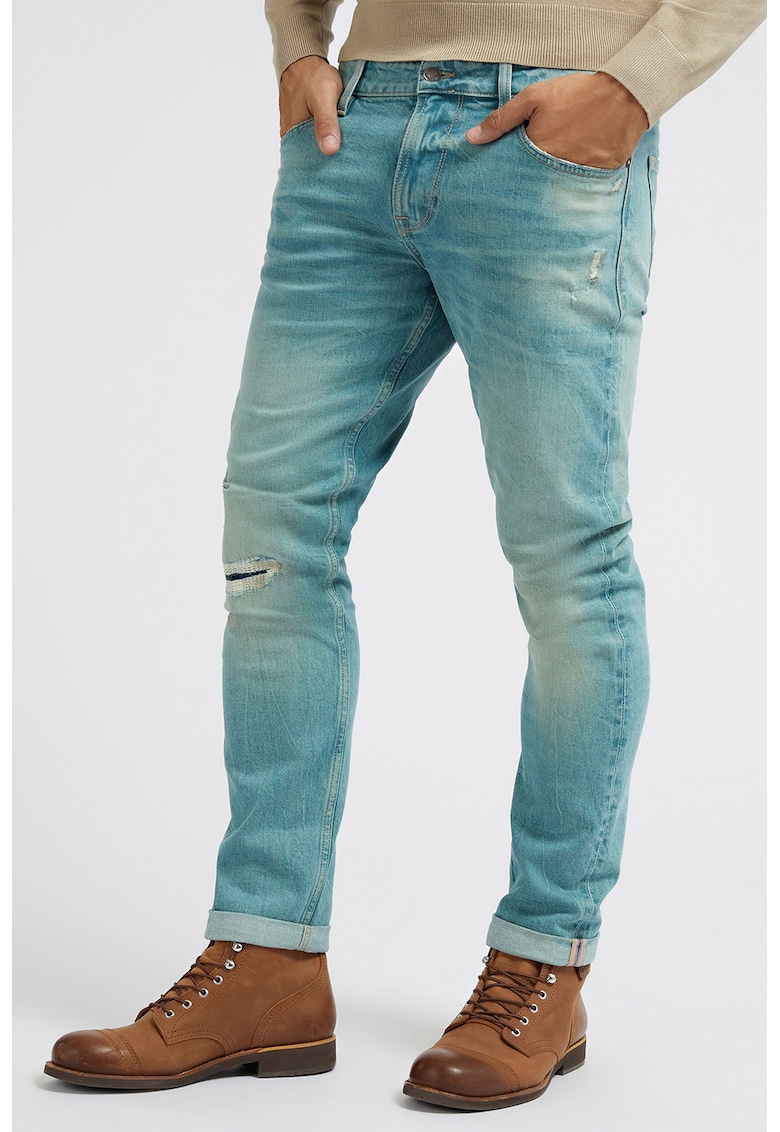 GUESS JEANS Дънки с протрити зони с 5 джоба за Мъже GUESS JEANS Дънки с протрити зони с 5 джоба за Мъже