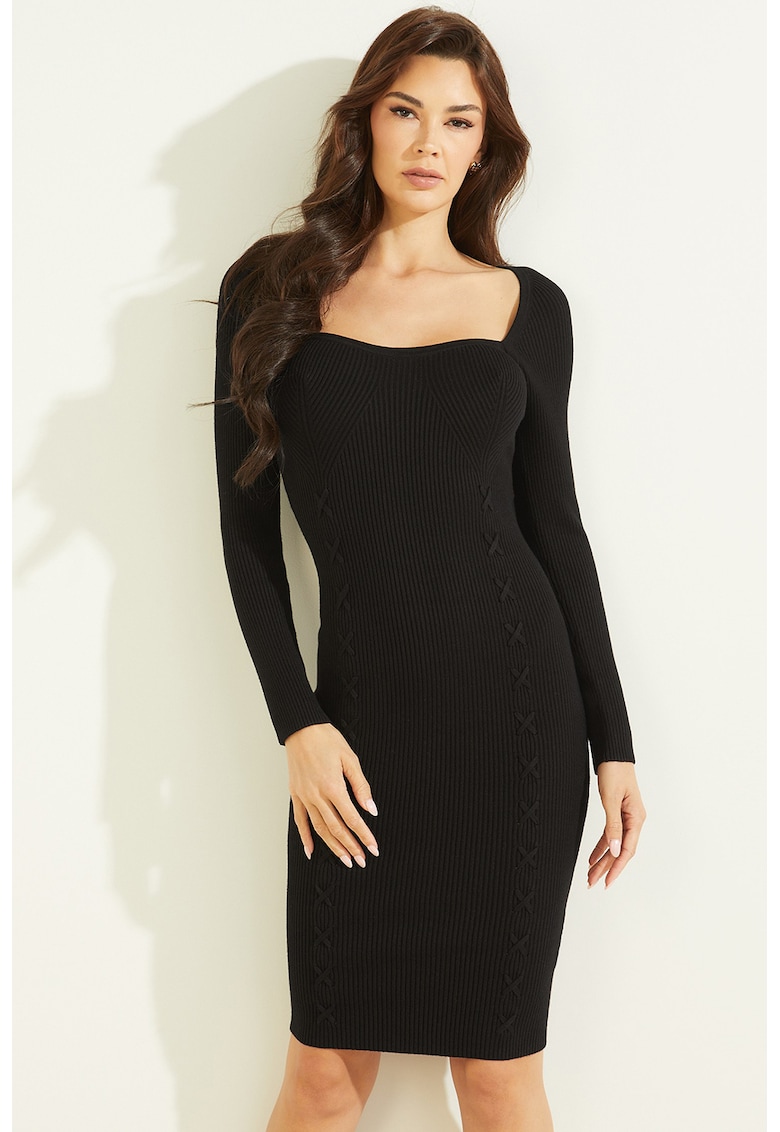 Rochie cambrata si tricotata cu aspect striat