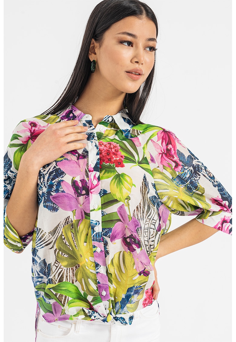 Camasa din amestec de matase cu model floral