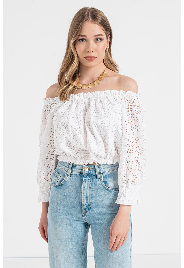 GUESS JEANS Блуза с голо рамо и ажур за Жени GUESS JEANS Блуза с голо рамо и ажур за Жени