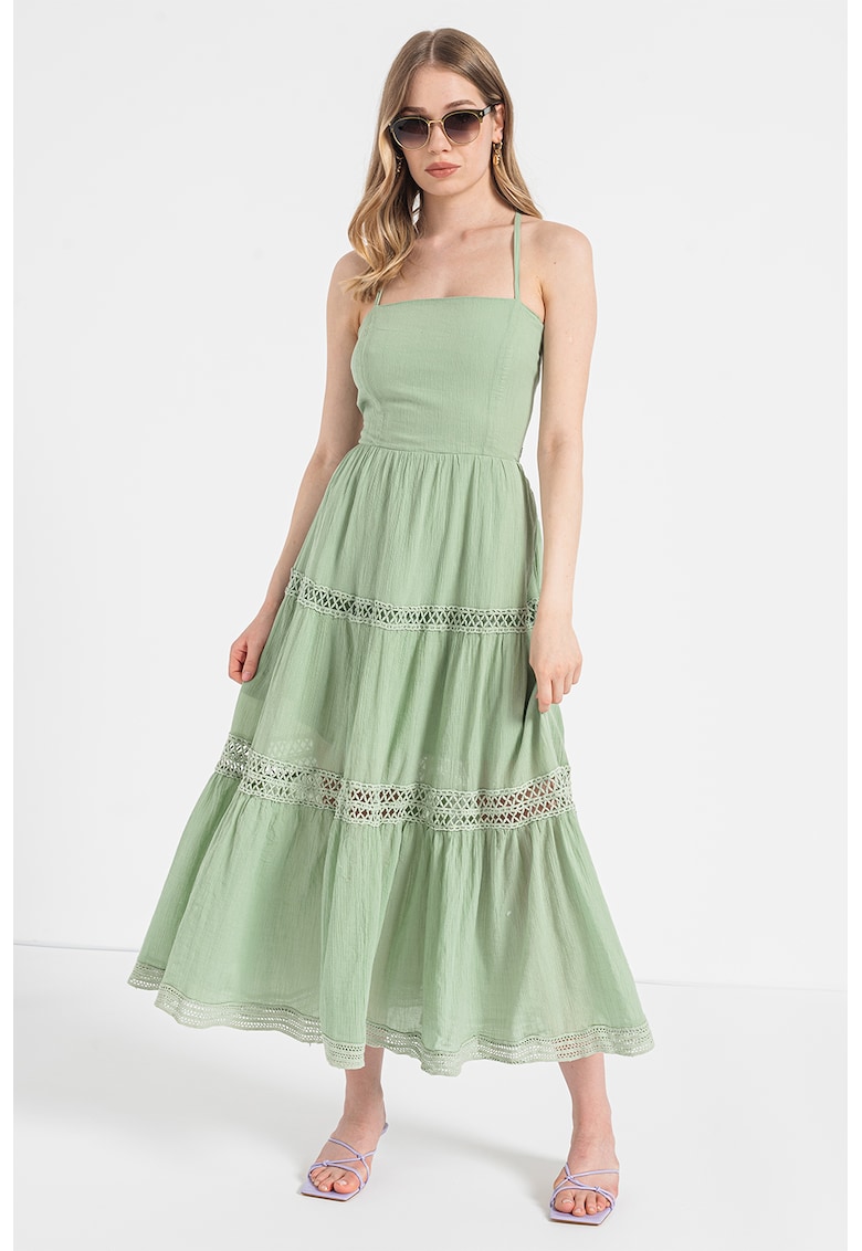 Rochie midi evazata - Verde aquamarin