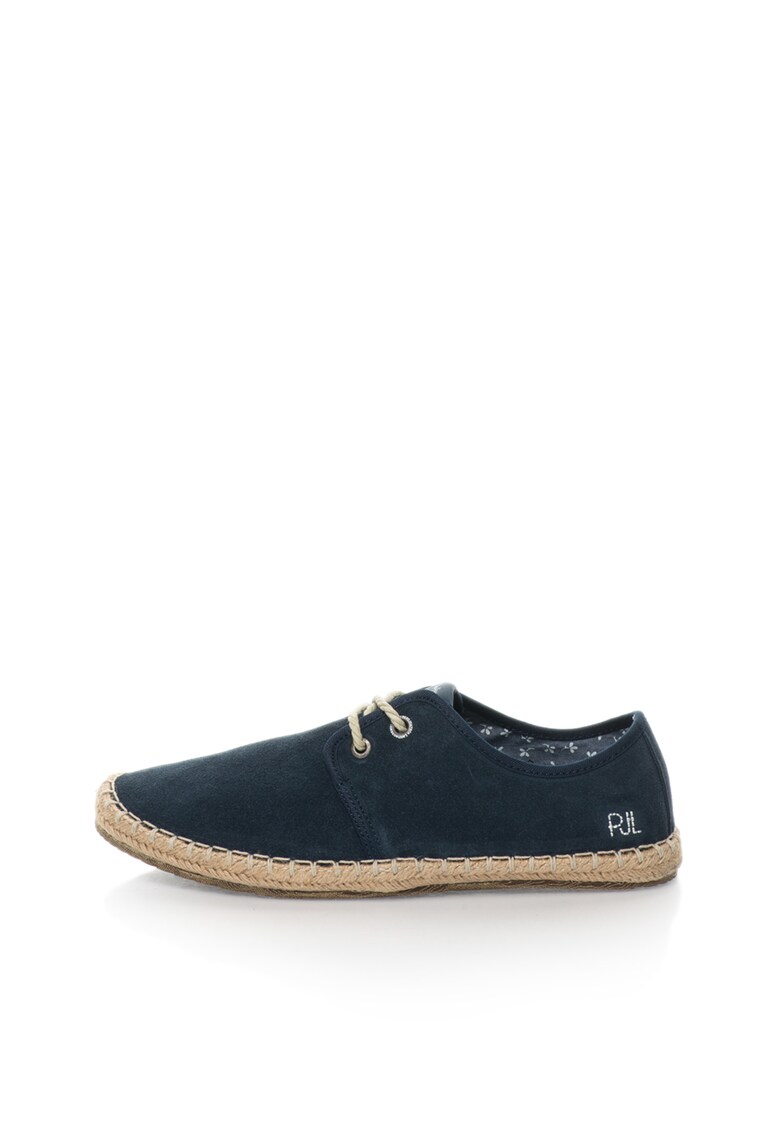 Espadrile bleumarin de piele intoarsa cu siret Tourist Basic