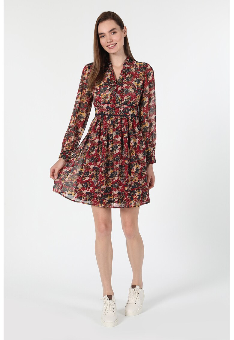 Rochie mini evazata cu model floral