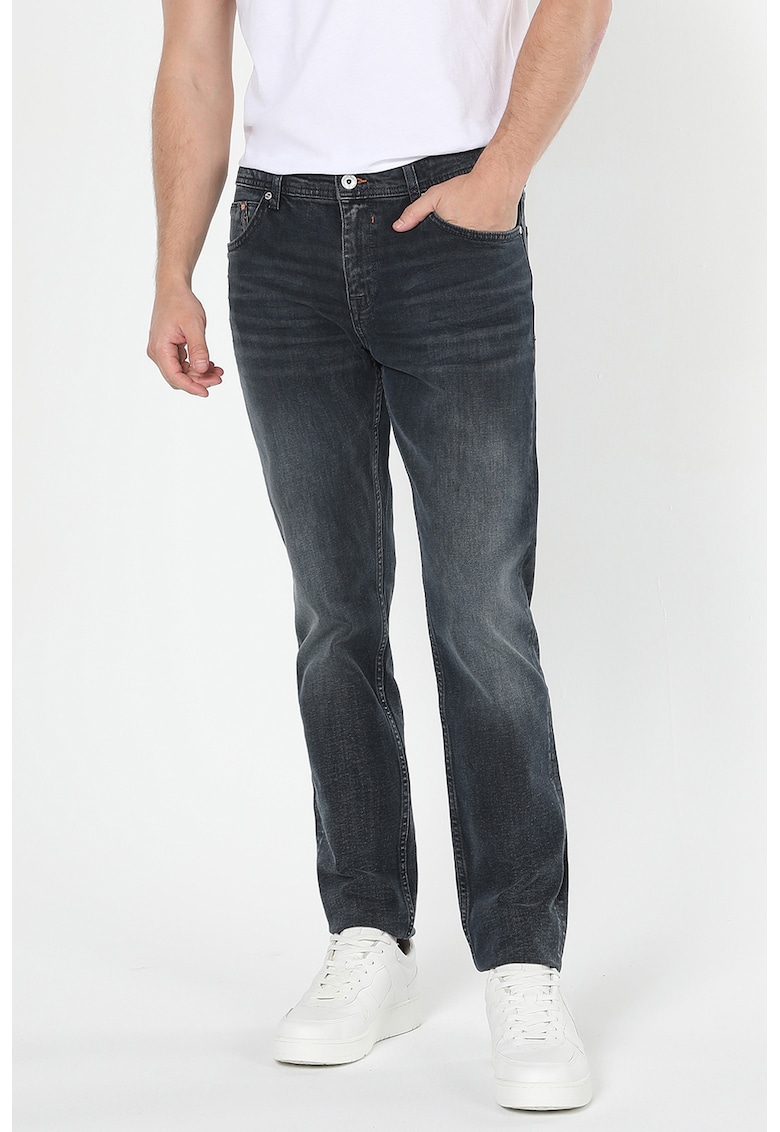 Blugi slim fit cu aspect decolorat Danny - Gri inchis