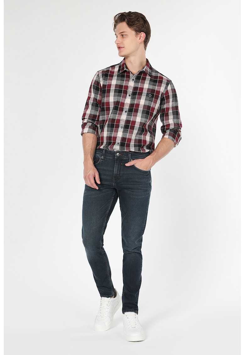 Blugi slim fit cu talie medie - Albastru inchis