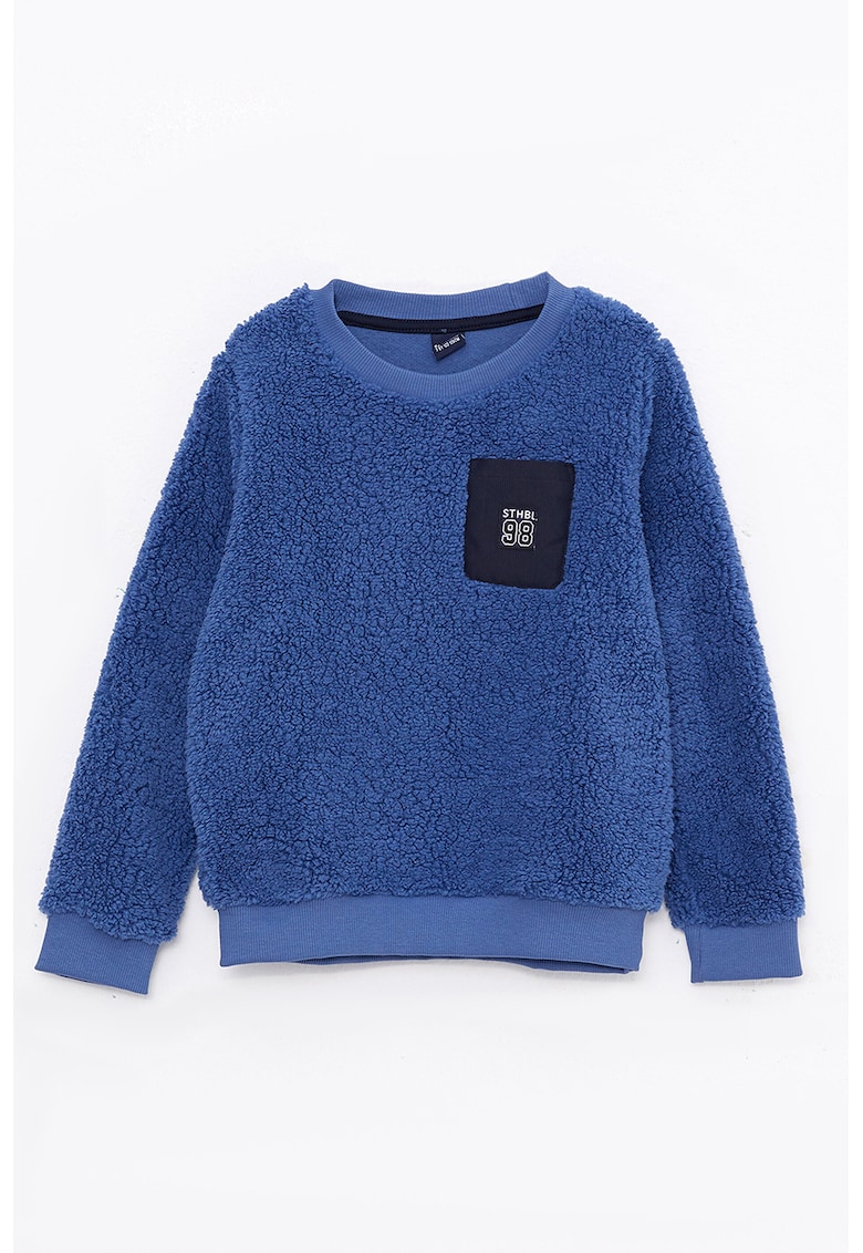 Bluza sport din blana shearling sintetica cu buzunar pe piept