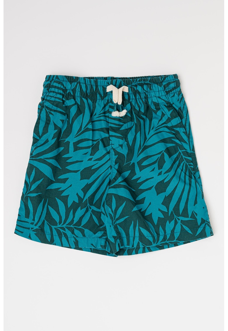 Pantaloni scurti cu model tropical si buzunare oblice