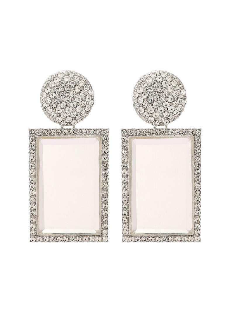 Cercei argintii - forma dreptunghiulara - cu pietre - Fabiola C10 -