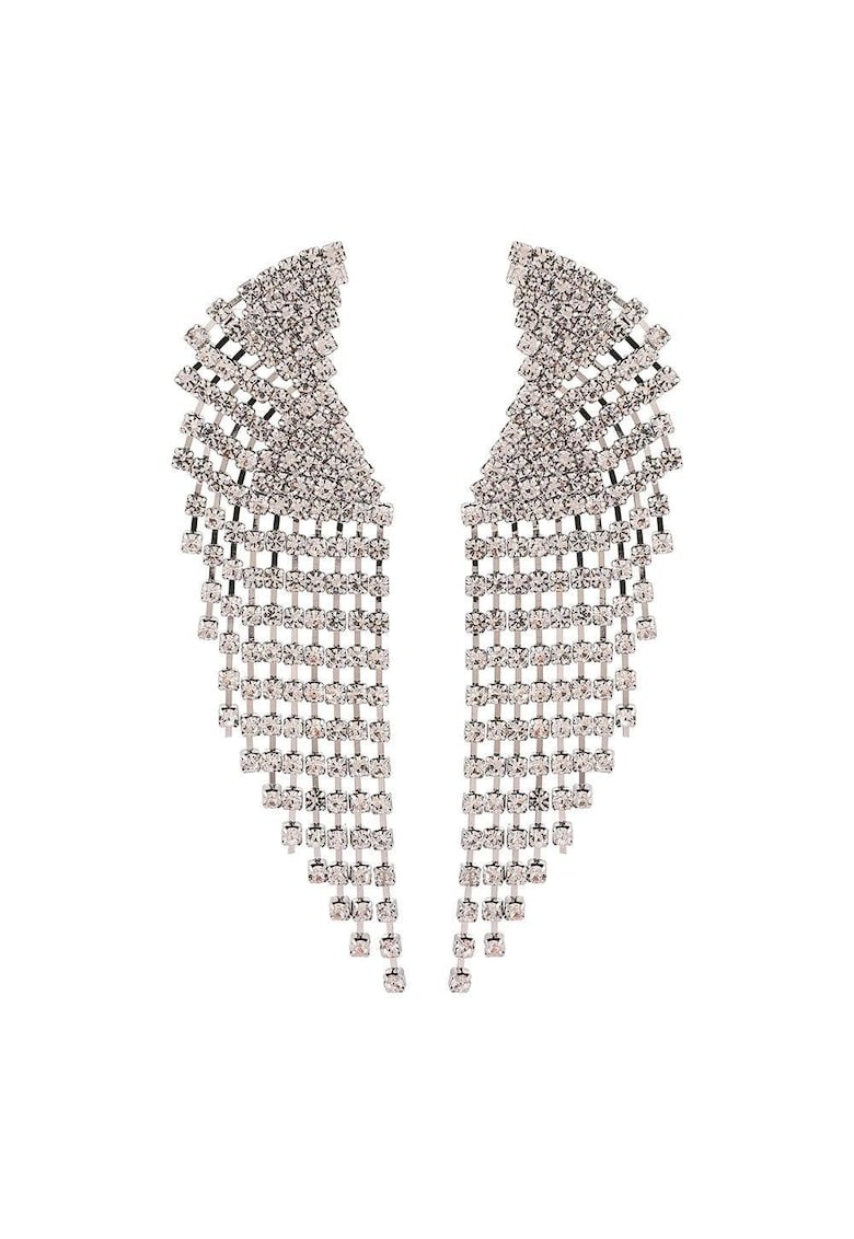 Cercei argintii - lungi - cu franjuri si pietre - Eunice C10 -