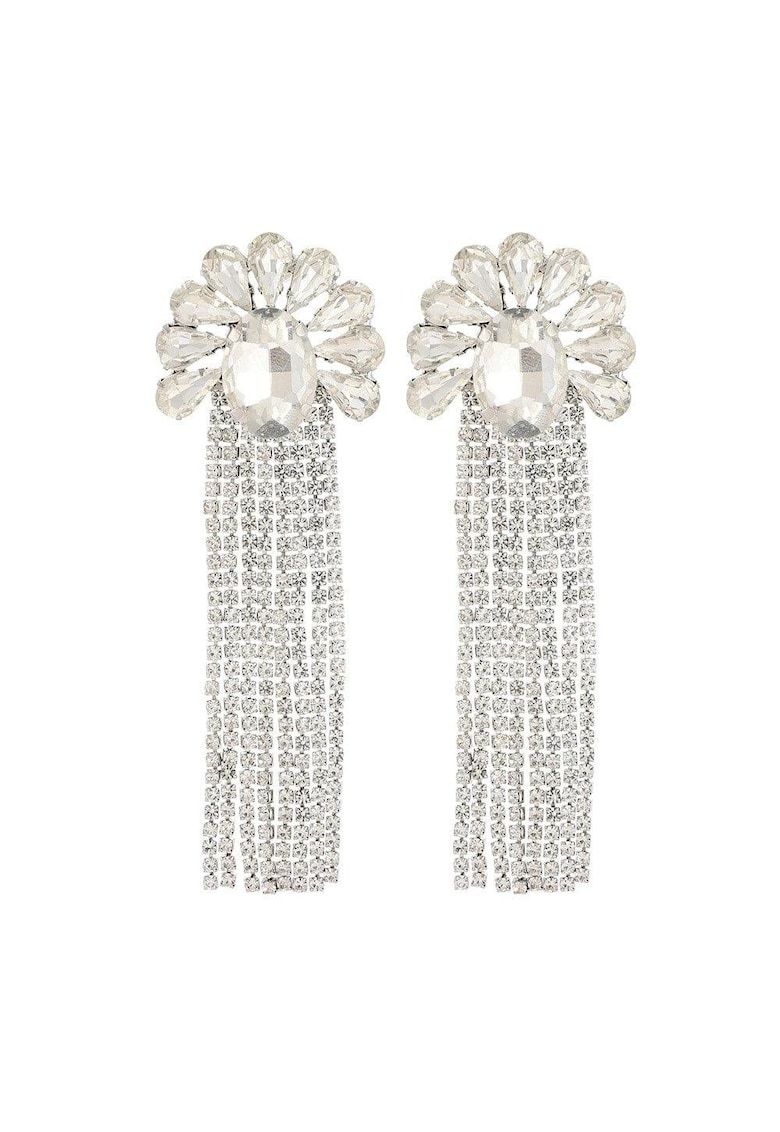 Cercei argintii - lungi - cu franjuri si pietre - Engla C3 -