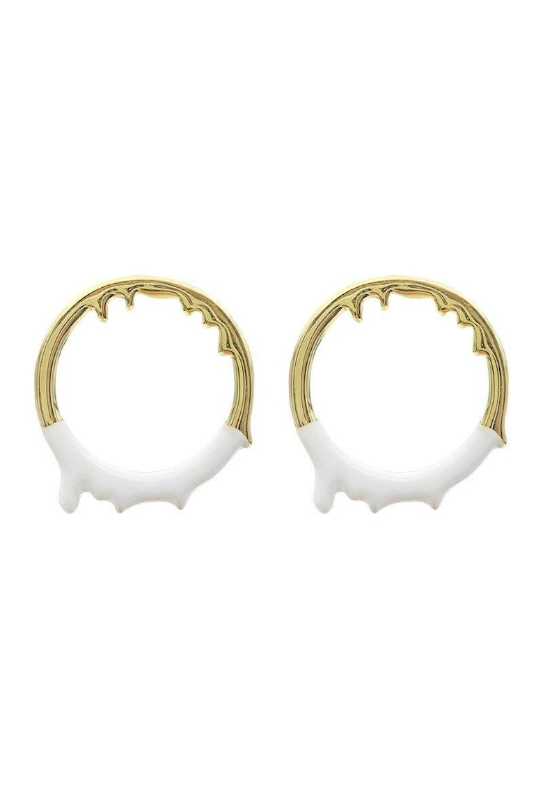 Cercei aurii - rotunzi - cu insertii albe - Frode C5 -