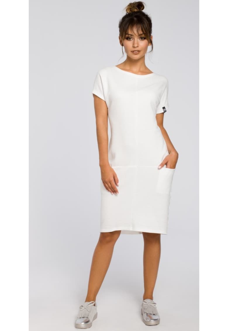 Rochie - Bumbac Poliester - Gri - Ecru