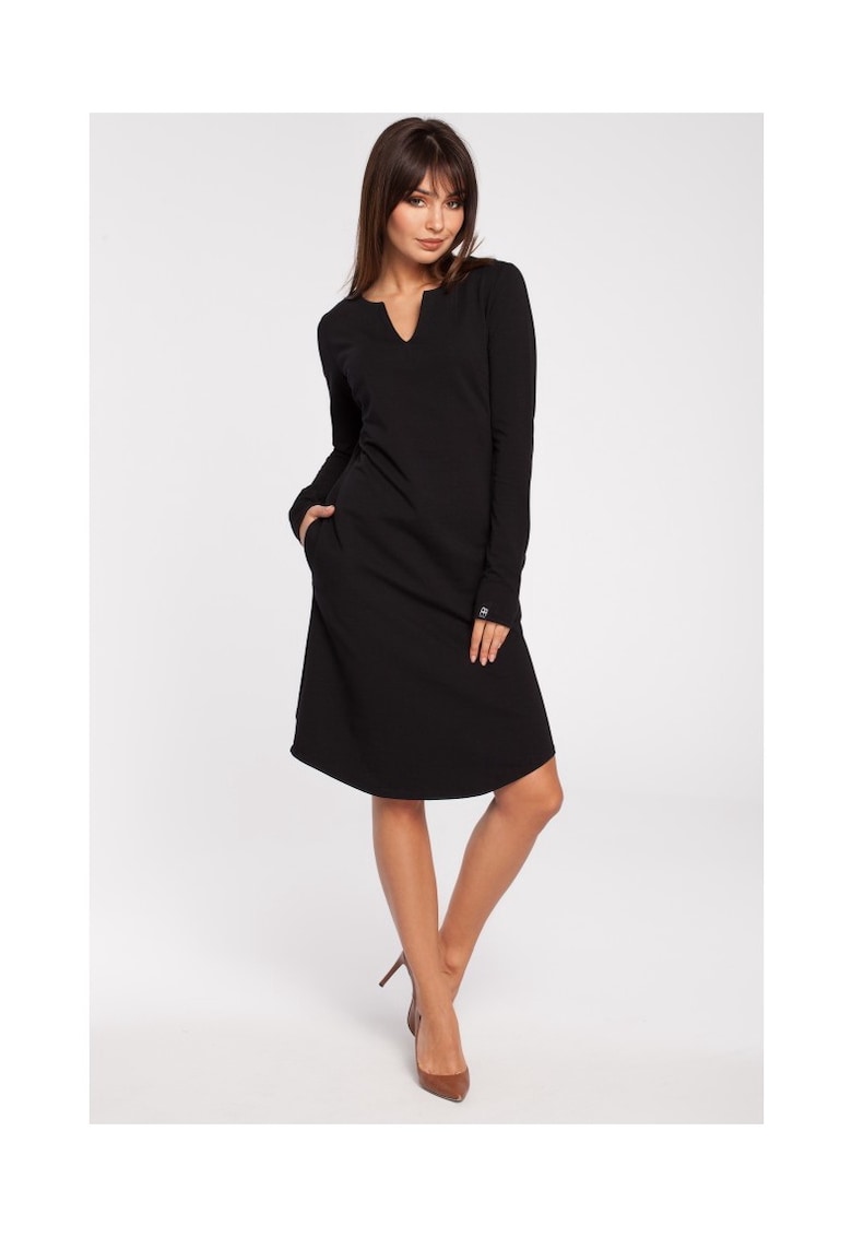 Rochie - Bumbac - Elastan - Negru