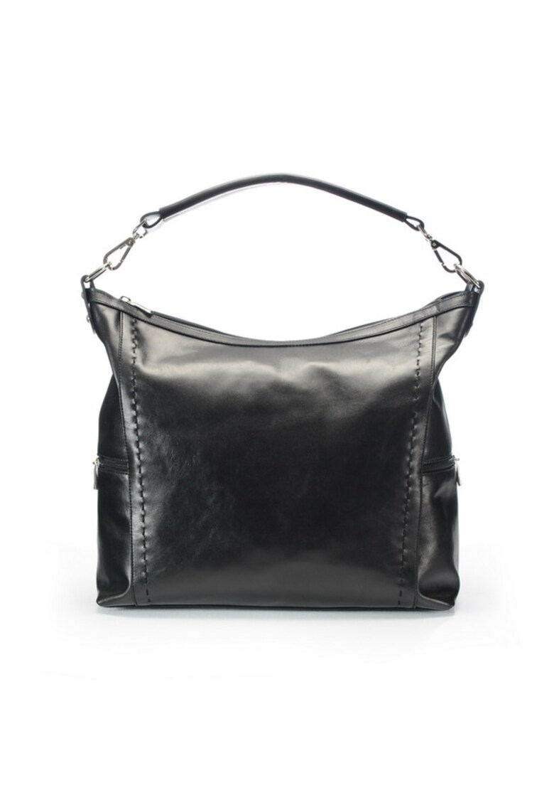 Geanta dama piele - Saculet Dora - negru - 42x12x32 cm