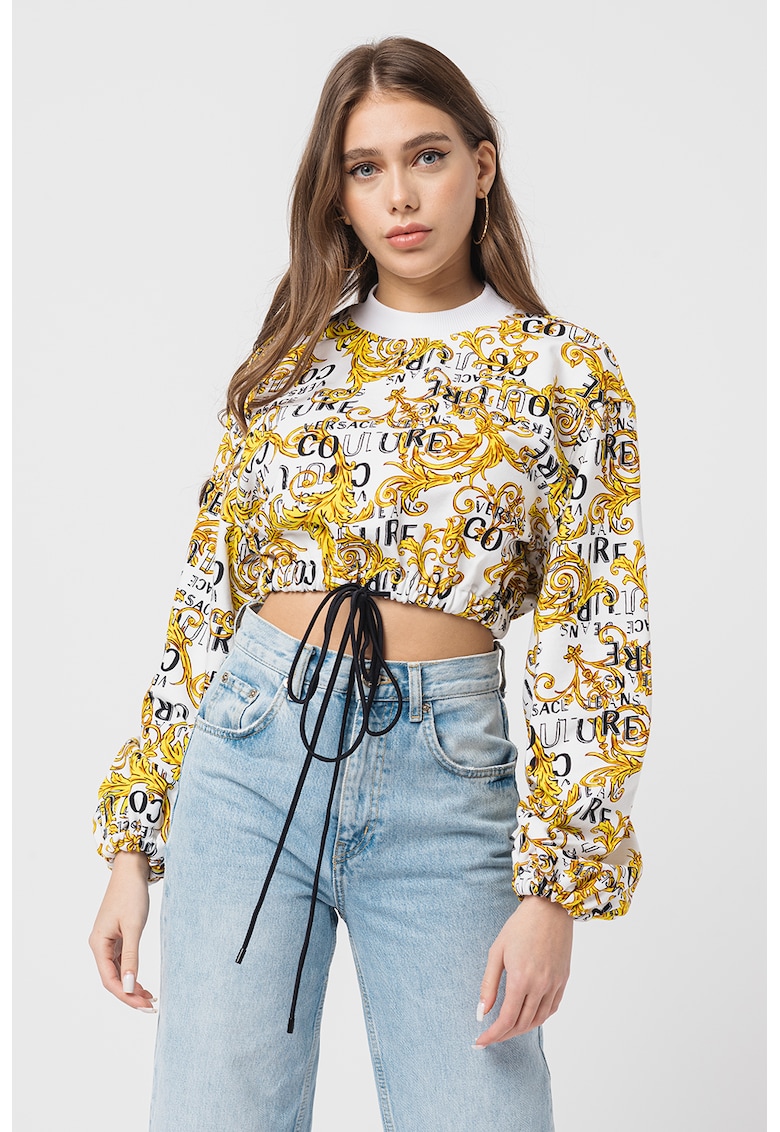 Versace Jeans Couture Късо памучно худи с щампа за Жени Versace Jeans Couture Късо памучно худи с щампа за Жени