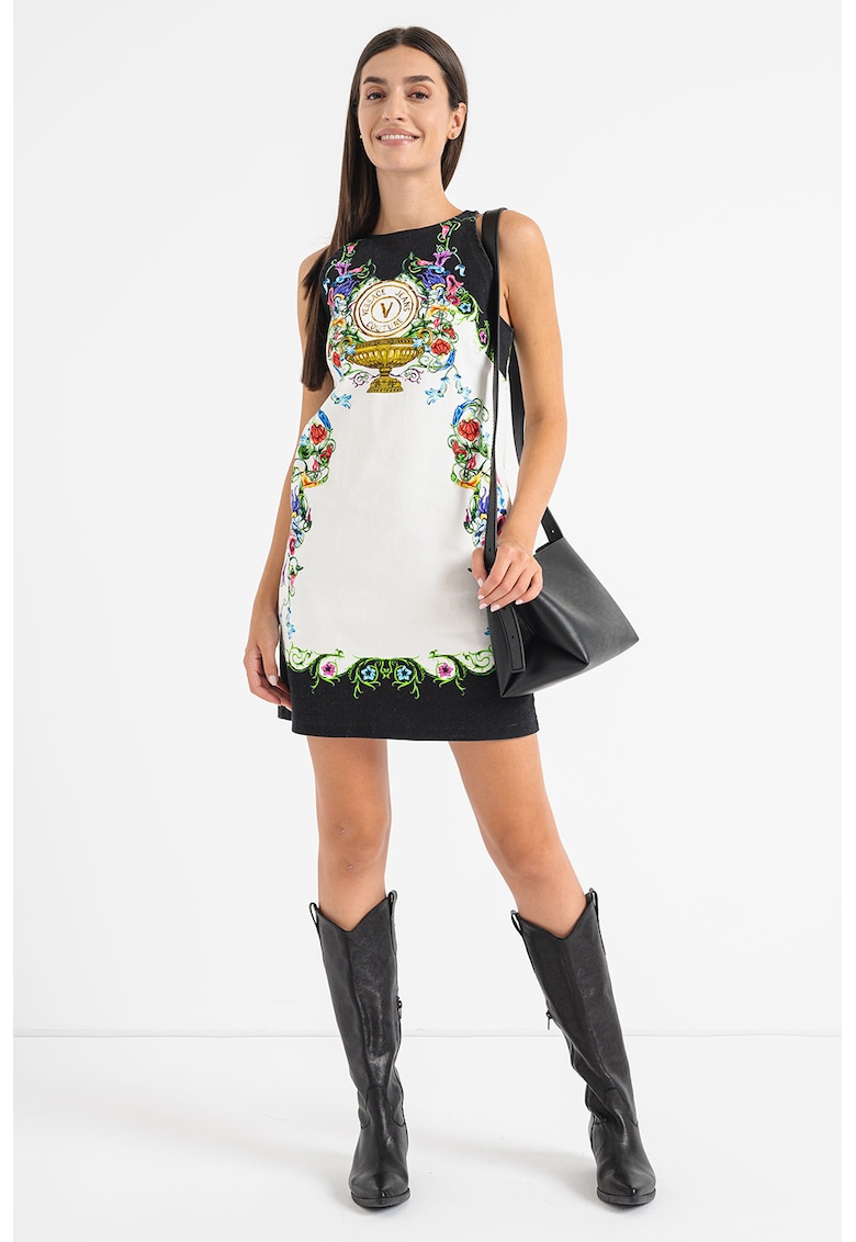 Rochie cu croiala in A si imprimeu logo