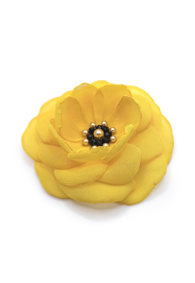 Brosa floare din voal eleganta - Zia Fashion - Lavinia - mac rosu - handmade - Galben