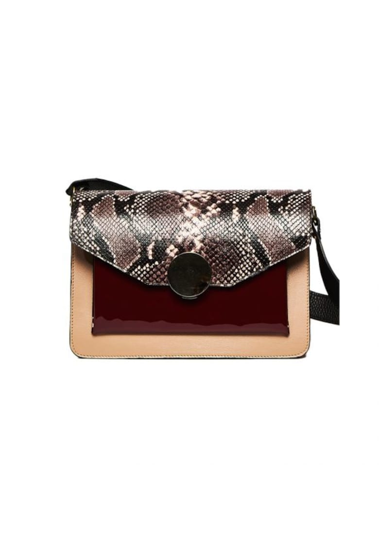 Geanta dama piele - Arina - capucino bordo - 27x14x20 cm