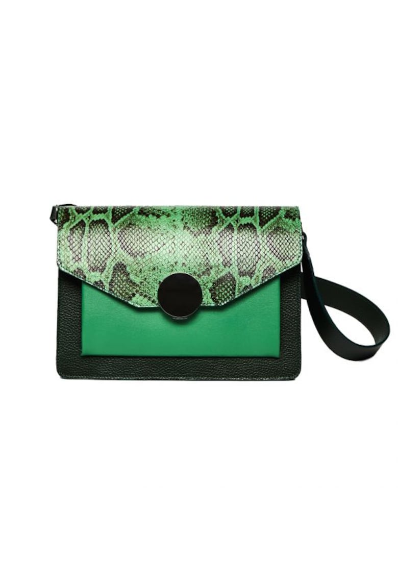 Geanta dama piele - Arina - verde - 27x14x20 cm