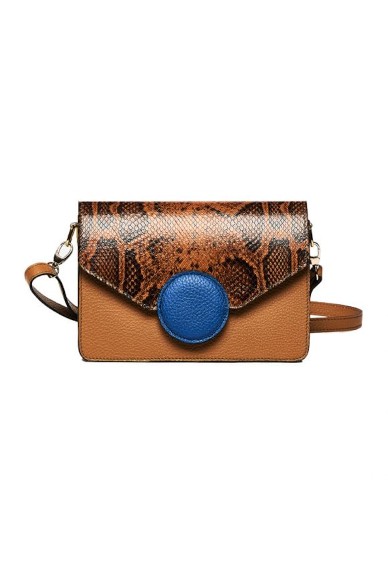 Geanta dama piele - Carmen - coniac albastru - 22x10x15 cm