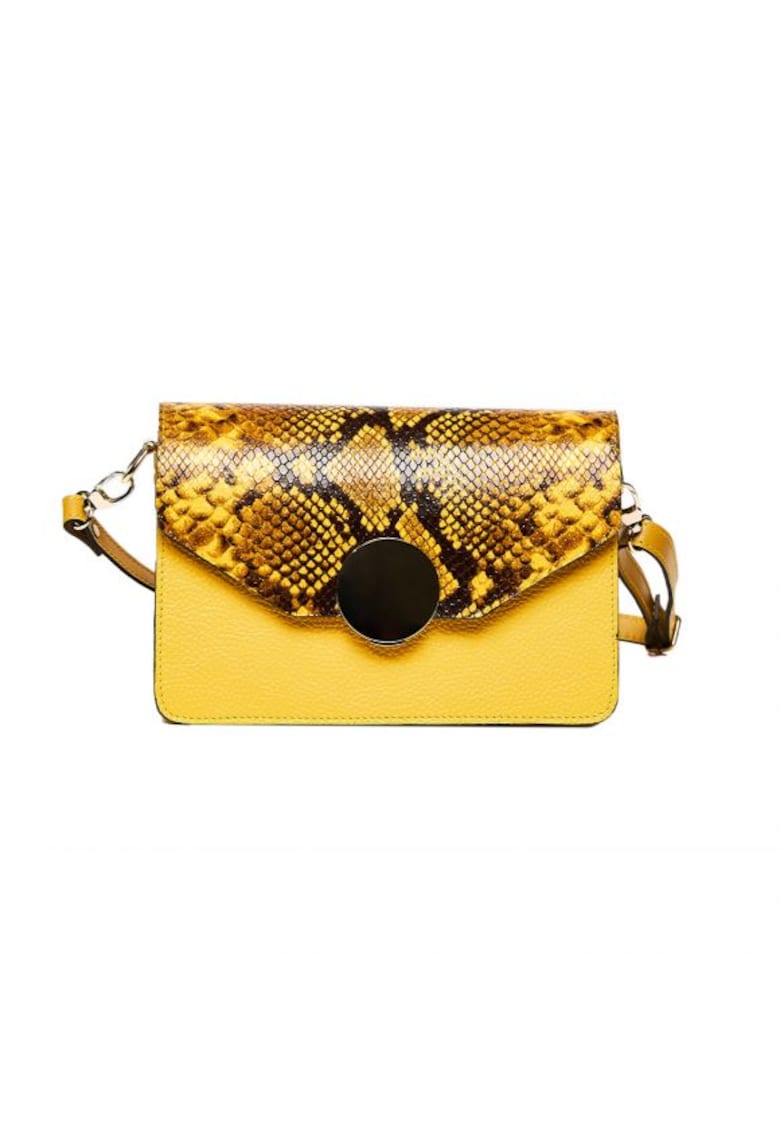 Geanta dama piele - Carmen - galben - 22x10x15 cm