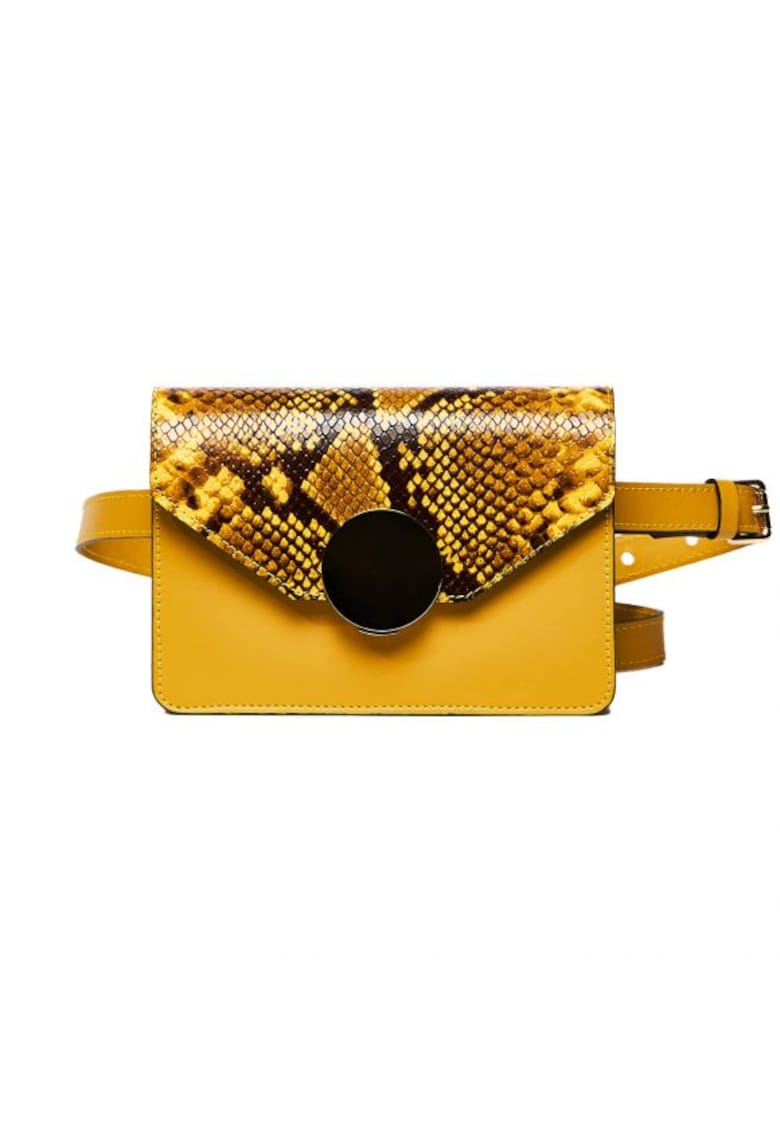 Geanta dama piele - Cora - galben - 22x10x15 cm