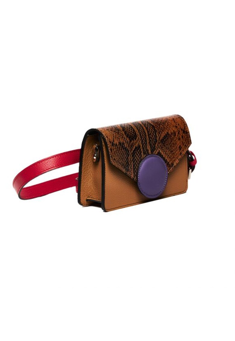 Geanta dama piele -  Cora - coniac mov - 22x10x15 cm