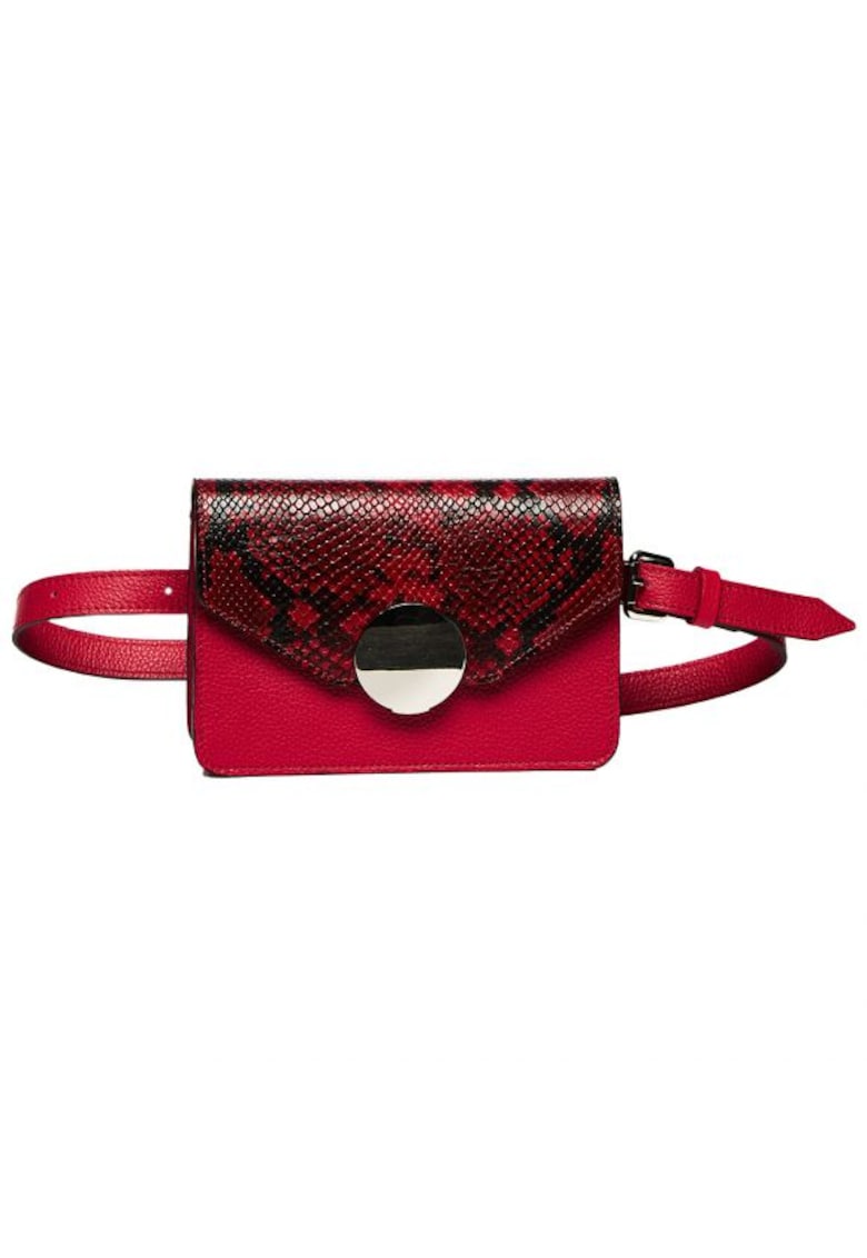 Geanta dama piele -  Cora - rosu fuxia - 22x10x15 cm