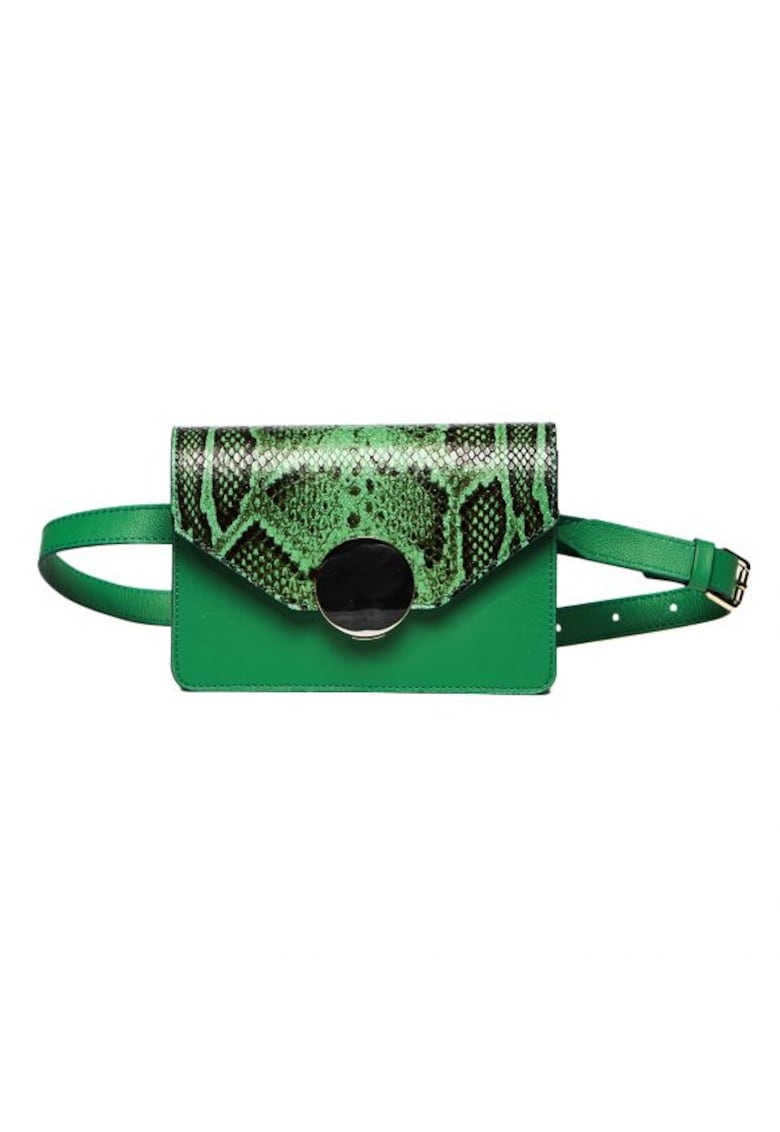 Geanta dama piele - Cora - verde - 22x10x15 cm