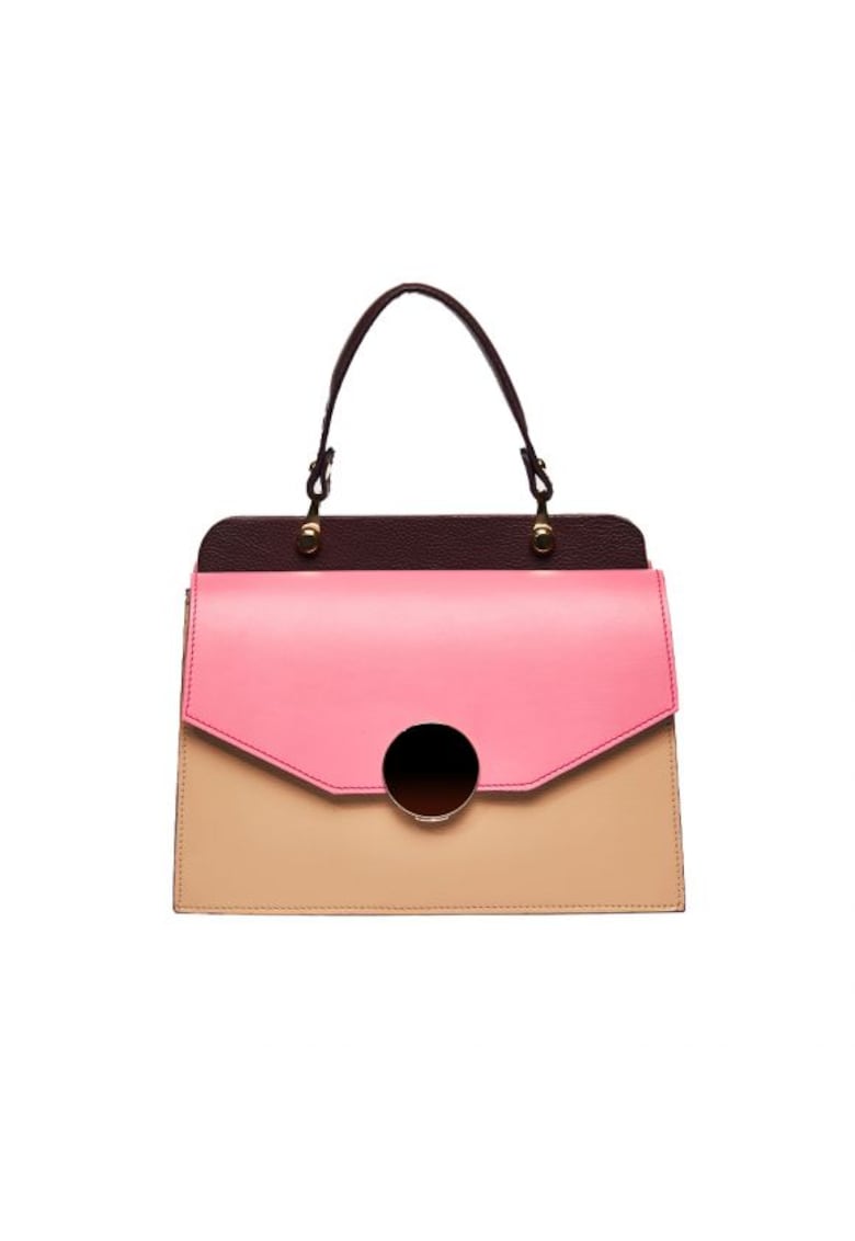 Geanta dama piele - Felicia - roz capuccino - 26x12x20 cm
