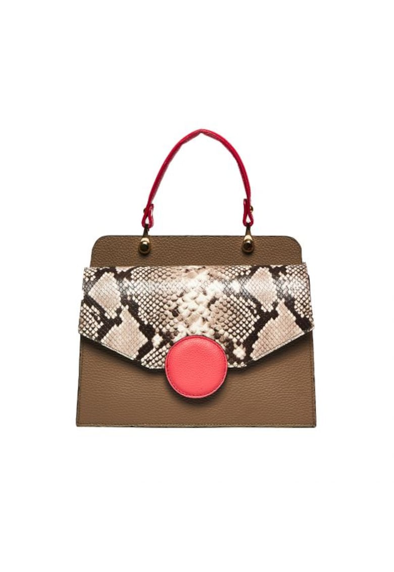 Geanta dama piele - Felicia - grej coral - 26x12x20 cm