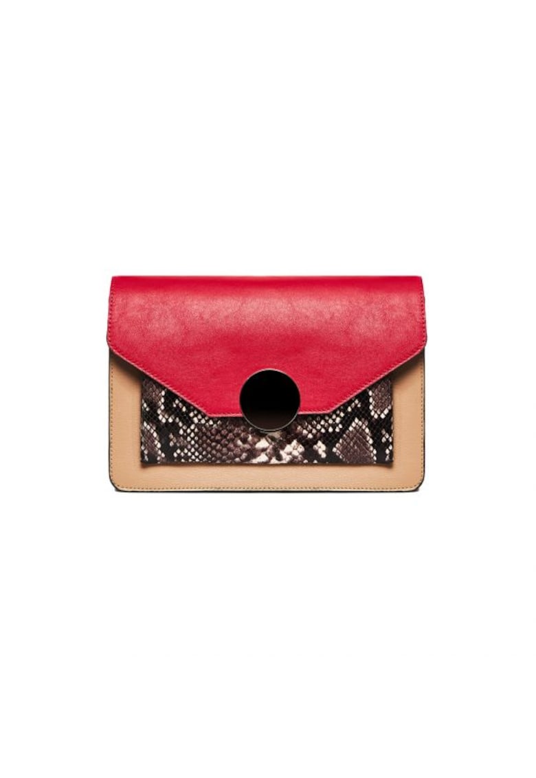 Geanta dama piele - Ivona - rosu capucino - 26x7x18 cm