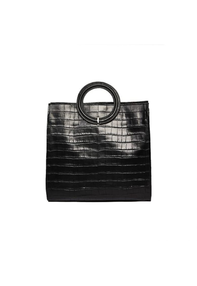 Geanta dama piele - Olimpia - neagra - 22x10x17 cm