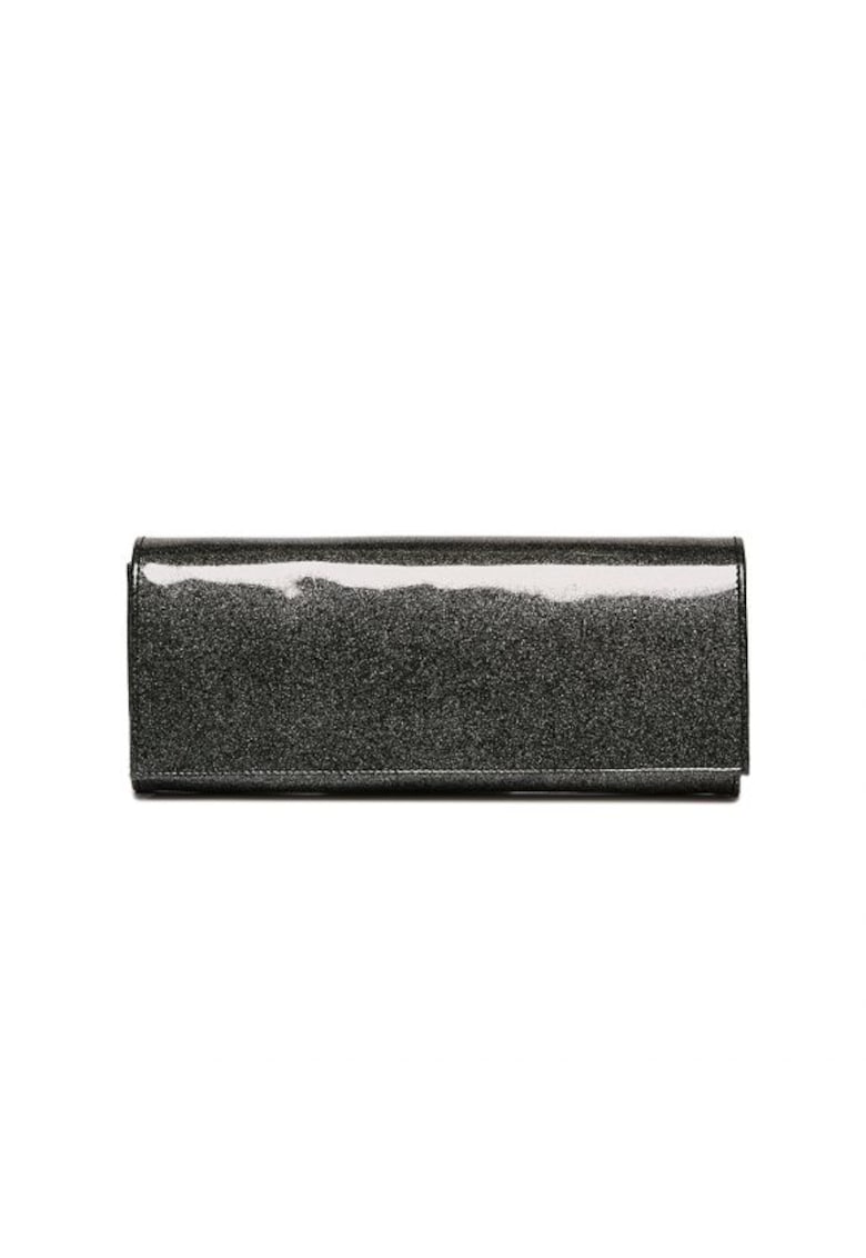 Geanta dama piele - Plic Rama - lac negru cu sclipici auriu - 30x4x13 cm