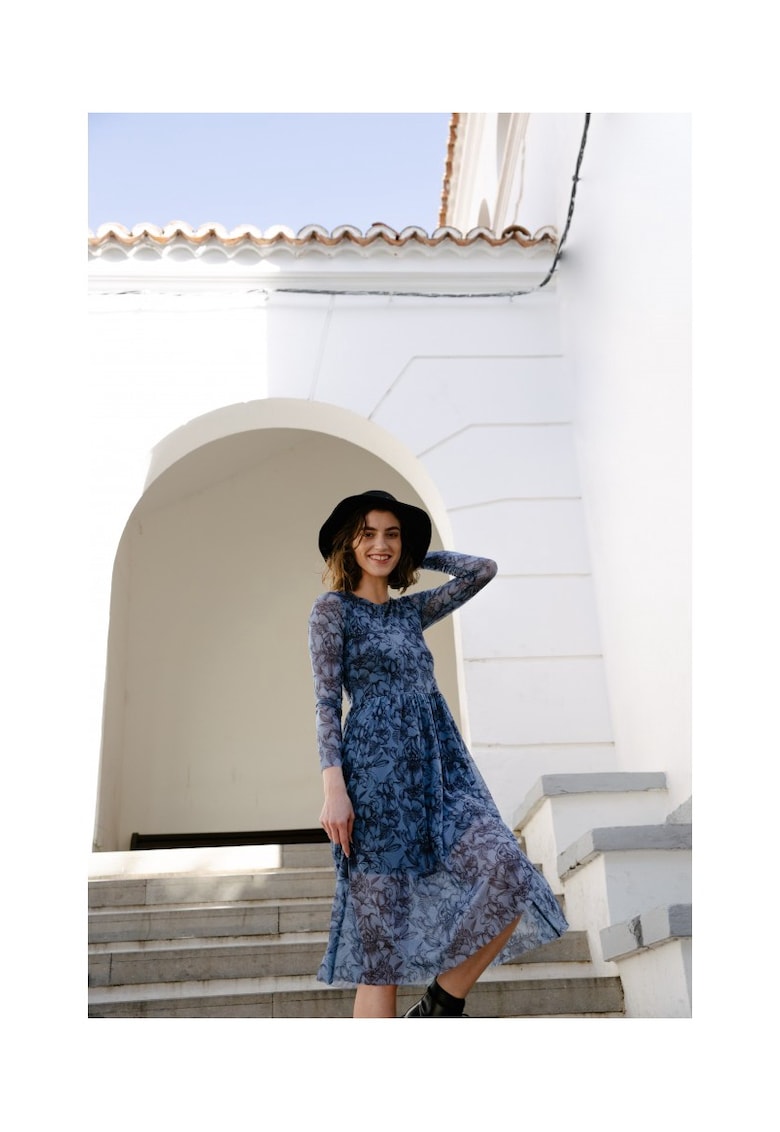 Rochie de dama - Model elegant \ Poliester - Albastru - Negru - Negru/Albastru